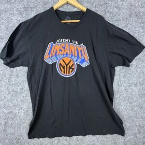 New York Knicks Jeremy Lin Linsanity T-Shirt Mens 2XL Black Retro Sport Graphic